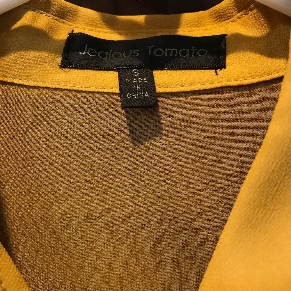 Jealous Tomato mustard and black sheer blouse - Picture 3 of 6